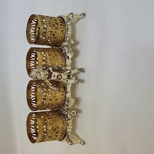 1960's Sam Flick Metal Filigree Footed Lipstick Holder wirh a Chrub